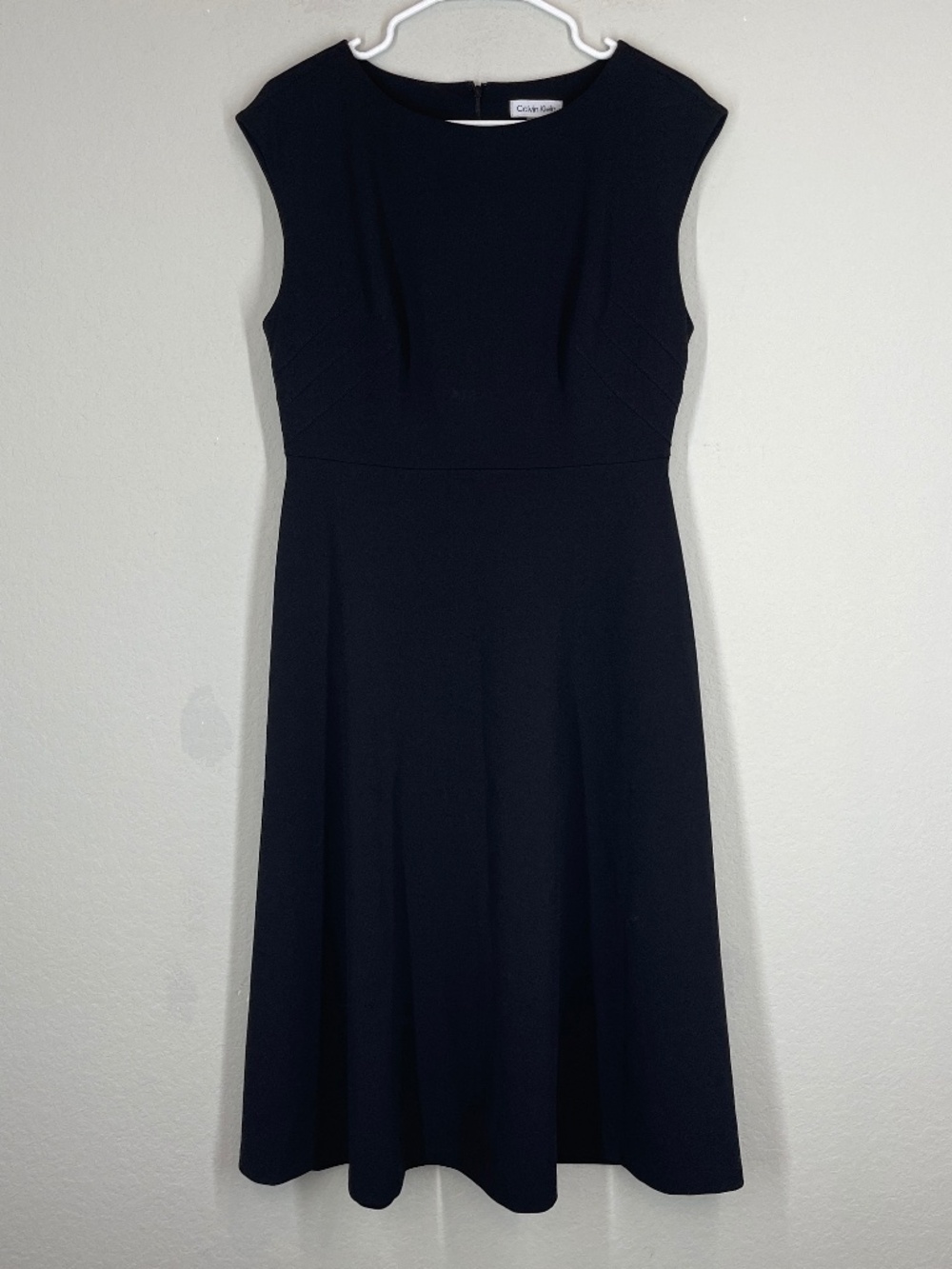 Calvin Klein Dress Women's 8 Black Sheath Midi Sleeveless Minimalist